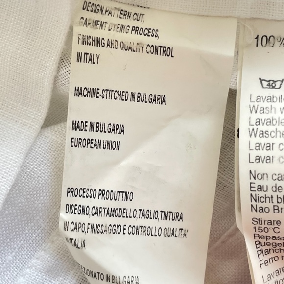 120 LINO 100% Linen white women sleeveless shirt/blouse tunic size 46 Italy - Picture 6 of 6